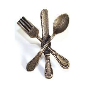   , Knob, Fork Knife & Spoon, Antique Matte Brass