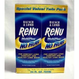  Twin Pack 2 12oz Renu Multiplus No Rub Contact Solution 
