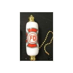  Fire Department Insignia Porcelain Chain/Fan Pull