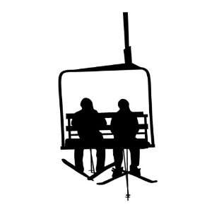  Skiiers on double chairlift Decal Sticker Sports 