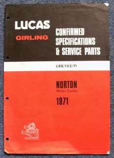 LUCAS   GIRLING Confirmed Specifications & Service Parts Details