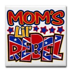  Tile Coaster (Set 4) Moms Lil Rebel   Confederate Flag 