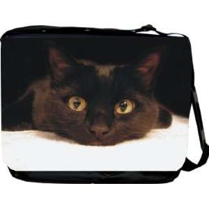  Rikki KnightTM Black Cat vibrant photo Design Messenger Bag   Book 