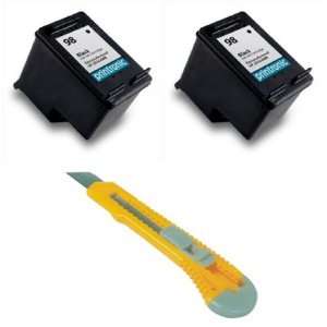  Two Black Ink Cartridge HP 98 XL HP98 HP98B + Cutter for 