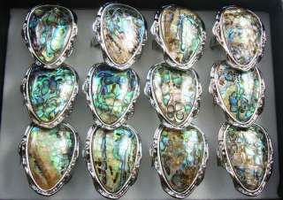 Lots 12Pcs Mixed Styles Genuine Mother of Pearl Rings  