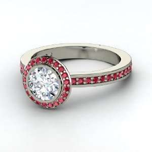  Roxanne Ring, Round Diamond Platinum Ring with Ruby 