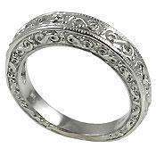 ANTIQUE STYLE ENGRAVED WEDDING BAND SOLID 14K GOLD  