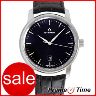 Eterna Soleure Automatic Black Stick Dial Leather Watch  