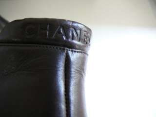 AUTHENTIC CHANEL CC LOGO BOOTS HEELS SHOES 39 BROWN  
