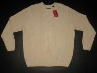 CHAPS by Ralph Lauren ~ Med ~ Part Cable Knit Sweater Cream NWT $79 