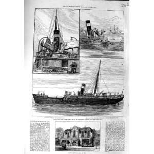    1881 CHISWICK SCHOOL ART BURNT STEAMER SHIP SOLWAY