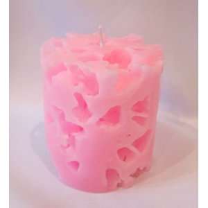  Hand Poured Round 3.75x3 Ice Wax Candle, Pink, Cinnamon 