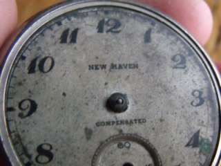 Vintage New Haven Compensated Pocket Watch For Parts Repair  