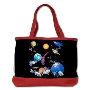  Bag Purse (2 Sided) Red Solar System And Asteroids 