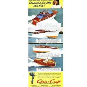  1950 Chris Craft Cruiser Commander & Runabout Ad 