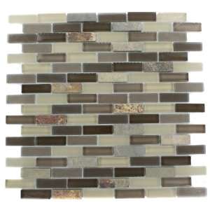   Brick Multicolor Slate & Khaki Blend Glass Tiles 1/2X2 Sample Home