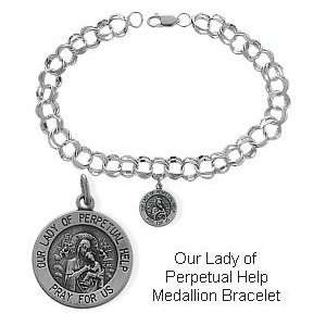   Sterling Silver Our Lady of Perpetual Help Charm Religious Bracelet
