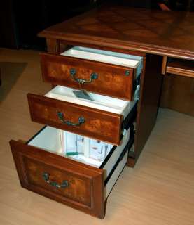 Cherry Office L Desk Right Return and 2 Drawer File Set  