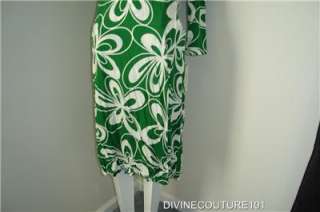 NEW CHETTA B WRAP DRESS GREEN/WHITE S 12  