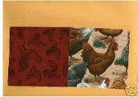32 Country Chicken Rooster fabric quilt square Kit 6  