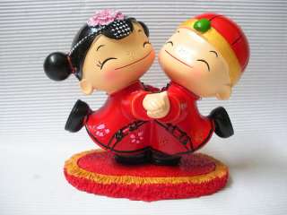 Chinese style double happy wedding doll boy & girl set  