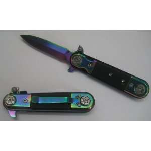   Closed Spring Assist Knife W/ Multi Color Blade 