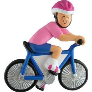  Female Bicycle Rider Christmas Ornament