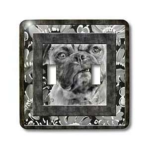 Doreen Erhardt Dogs   Smug Pug in Grey   Light Switch Covers   double 