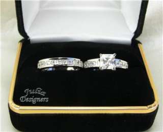 2ct Princess Cut Engagement/Wedding Ring Set, Size 8  