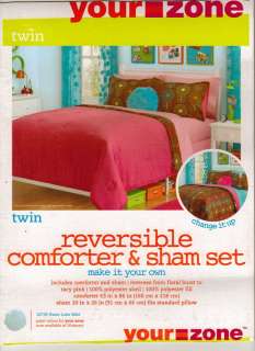   Reversible Comforter & Sham Set ~ Twin ~ Floral Burst Chocolate *NEW