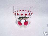 HAND PAINTED Cherries Votive Cup / Candle Holder Retro  