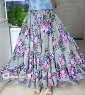 NEW Full Circle Floral Chiffon Skirt Long Skirt XS~3XL  
