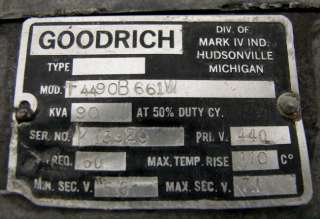 Goodrich 90kVA 440V Welder Transformer F4490B661W  