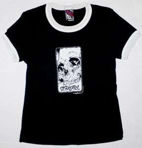 Pushead Skeletal Skull Goth Emo Punk Tee Shirt Junior M  