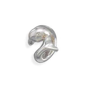   Wrap Around Dolphin Story Bead Slide on Charm Sterling Silver Jewelry