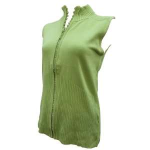    Belldini Green Sleeveless Zip Sweater, Large 