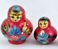   Matryoshka Style Nesting Dolls Hand Painted Chubby Girls 5 pcs Mint