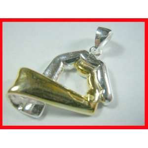  Clenched Fingers Pendant Sterling Silver w/Gold 