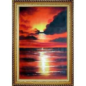  Sunset on Fire Skyscapes Oil Painting, with Linen Liner 
