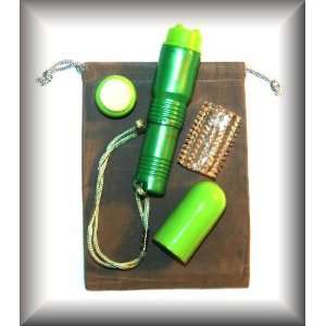 MINI MITE Massager 4 Inch GREEN with GRAY Velveteen Drawstring Pouch 