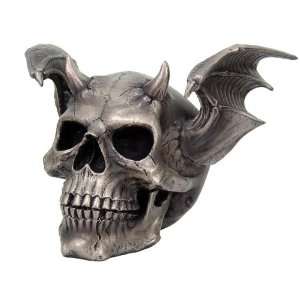  Skull with Devil Wings Skull Head Statue Cold Cast Resin 
