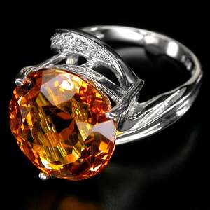 SHIMMERING TOP GOLDEN YELLOW CITRINE,SAPPHIRE 925 SILVER RING  