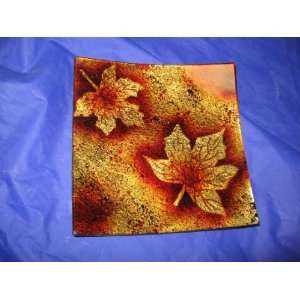 AQY sizeable glass plate, maple leaves pattern, 11x11 inch  