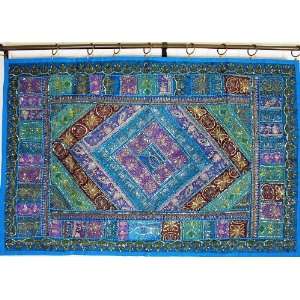  Sequin Sitara Beaded Sari Tapestry Wall Decor Hanging 