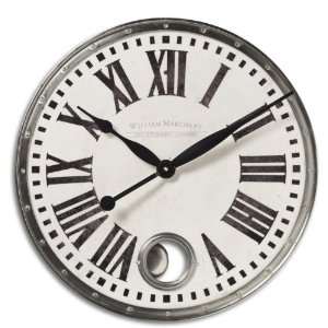   Cream White Silver Wall Clock Pendulum 