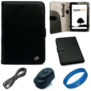 Black Textured Leather Executive Folio Case Cover for  Kindle 