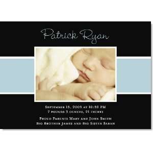  Simply Black And Blue Digital Photo Birth Announcements 