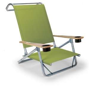   Folding Beach Arm Chair with Cup Holders, Lime Patio, Lawn & Garden