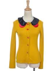   Kaci S/M Fit Dark Golden Yellow Puritan Collared Button Up Blouse Top