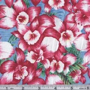  56 Wide Hawaiian Flowers Pink Fabric By The Yard Arts 